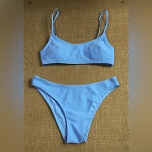 H&M Light Blue Ribbed Bikini Top and Bottom Set - K720